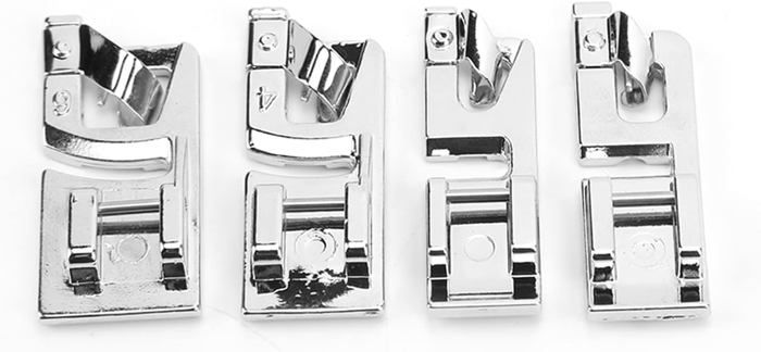Lot De 4 Pieds Presseurs à Ourlet Roulé Pour Machine à Coudre Singer - Large Et Étroits Pour Ourlets Parfaits