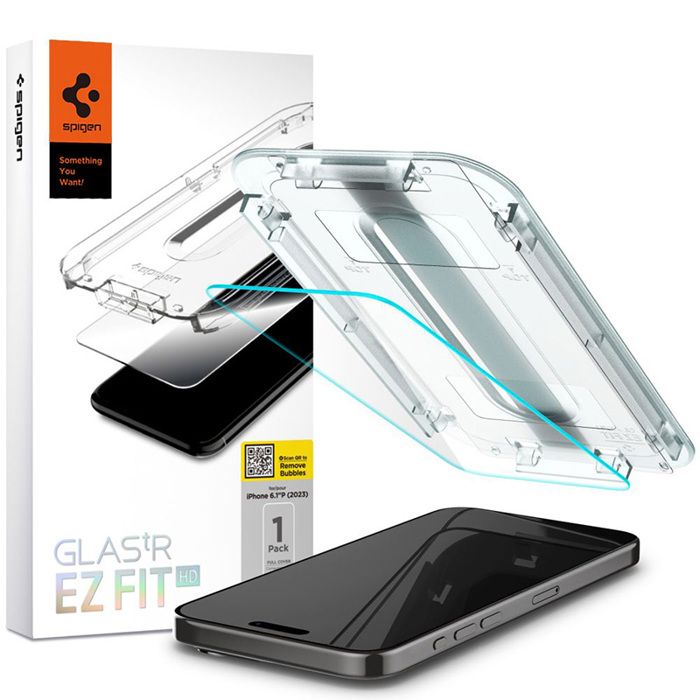 Verre trempé Spigen GLAS.TR EZ FIT - Verre trempé pour iPhone 15 Pro