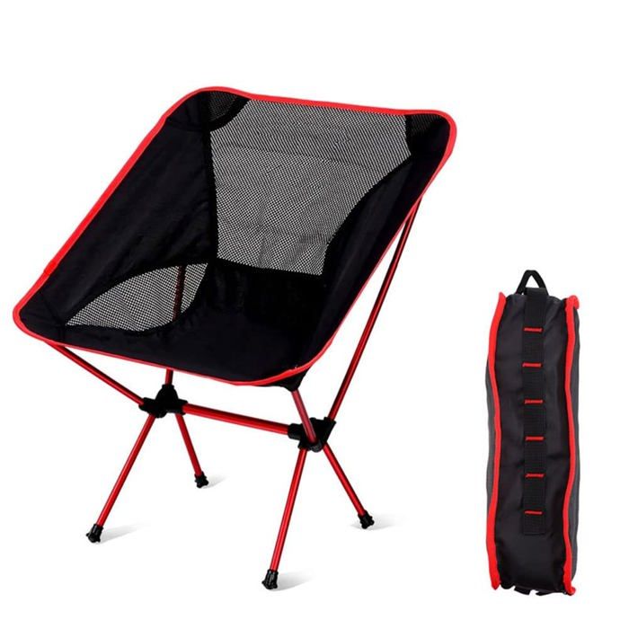 Chaise de camping pliante portable chaise de randonnée compacte et pliable chaise de plage avec sac de transport(rouge)