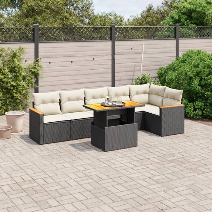 vidaXL Ensemble de jardin 7 pcs avec coussins Résine Tressée - vue 8