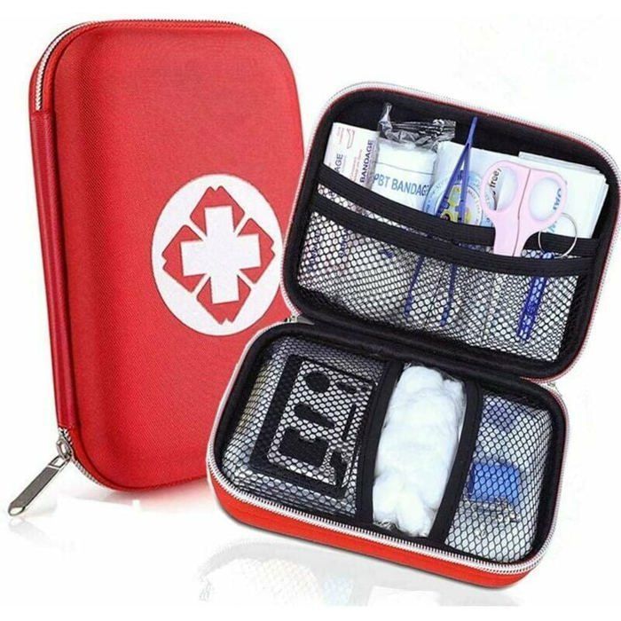 Trousse De Secours 150 Pièces – Mini Kit Étanche Coque Rigide Pour Maison, Voiture, Voyage, Camping