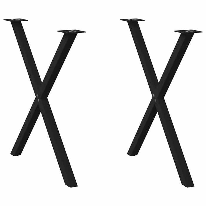 vidaXL Pieds de table à manger en forme de X 2 pièces noir 80 x (72-73) cm acier 4012920