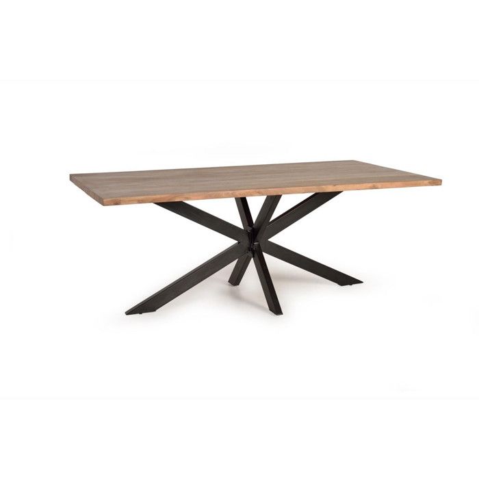 Table à manger - Giner y Colomer - Acacia naturel - Pieds métal noir - 200x100x76 cm Table à manger - Giner y Colomer - Acacia naturel - Pieds métal noir - 200x100x76 cm