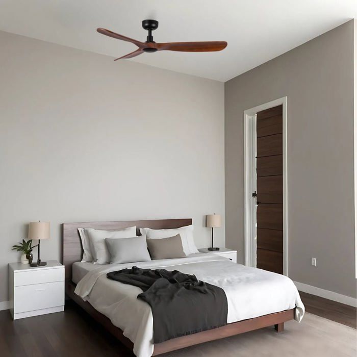 ROWIND Ventilateur de Plafond Noir/Noyer Foncé Ø120 cm - Ventyly