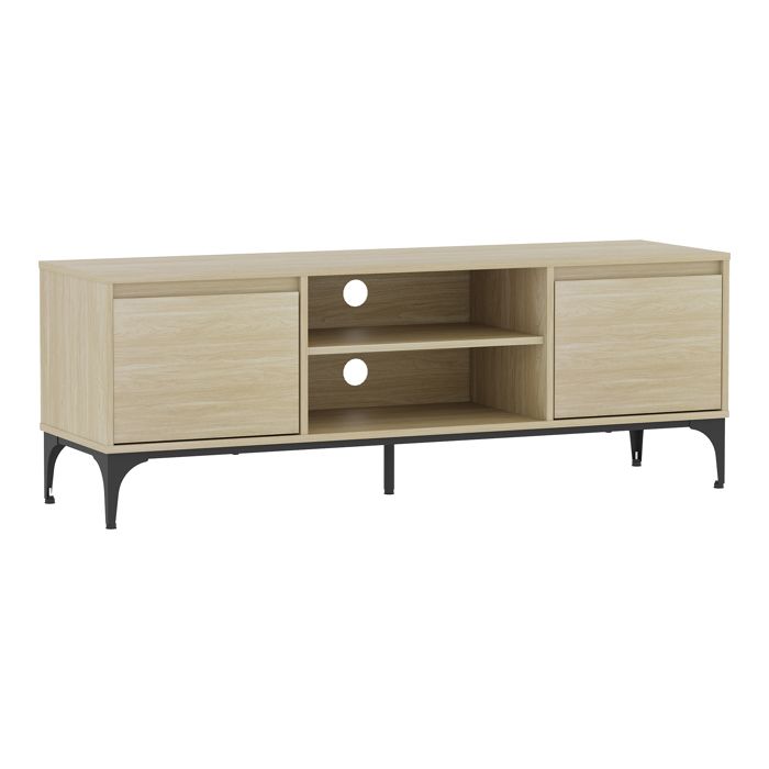 Meuble TV Kistiandi 140 x 40 x 50 cm effet chêne clair