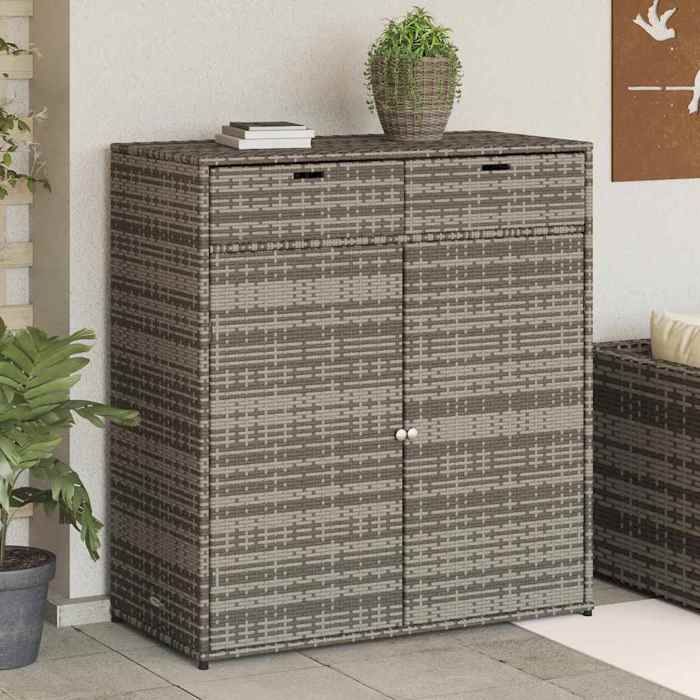 (Gris)Armoire de rangement de jardinCoffre de stockage Extérieur - gris 105x55x113cm résine tressée 644432