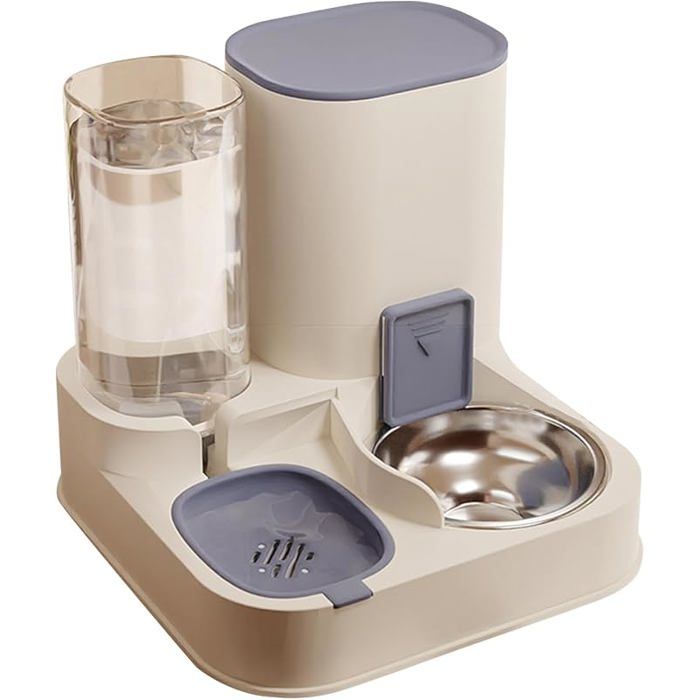 Comparer les prix de 2 en 1 Distributeur Croquettes et Fontaine Eau pour Chat Mangeoire pour Animaux De Cuvette en acier inoxydable bleu