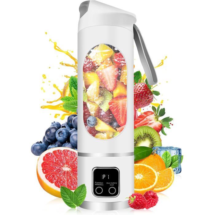 Mini mixeur USB 500 ml 12 lames portable pour smoothies multifonctionnel blanc - Omegasback