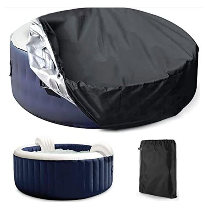 Housse de Protection Piscine/Spa Ronde (210cm×30cm) Couvercle Spa Solaire Extérieur Imperméable (Poussière/UV) Bache YYV