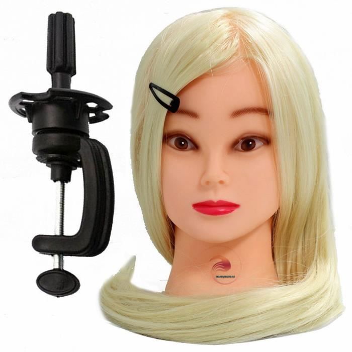 Support De Tête De Mannequin Coiffure – Hauteur Réglable 24-40 Cm, Base En Acier, Noir