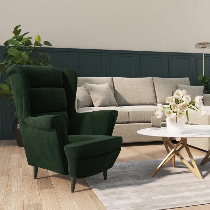 Fauteuil vert foncé - Dimensions L74x P84xH100 cm Fauteuil vert foncé velours 71852