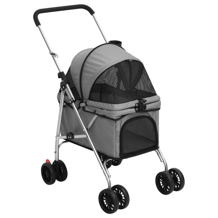 Poussette pour chien pliante - VIDAXL - Gris - 76x50x100 cm - Tissu Oxford 300D - Capacité 15 kg - Pliable Poussette pour chien pliante - VIDAXL - Gris - 76x50x100 cm - Tissu Oxford 300D - Capacité 15 kg - Pliable
