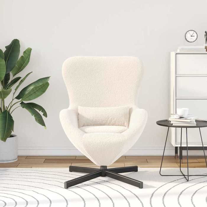 Fauteuil œuf en tissu - vidaXL - Crème - 63x73x90 cm - Pivotant à 360° - Cadre en métal - Coussin lombaire inclus