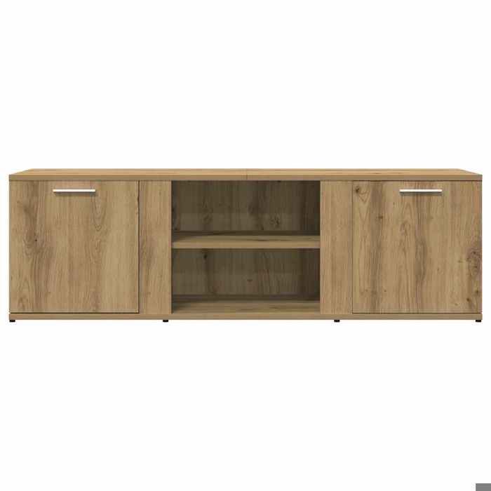 Meuble TV en bois dingénierie - WIENS - Chêne artisanal - 120x34x37 cm - Grand espace de rangement - 2 compartiments