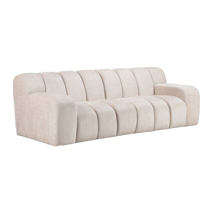 Canapé 3 places en tissu chenille beige BELADON