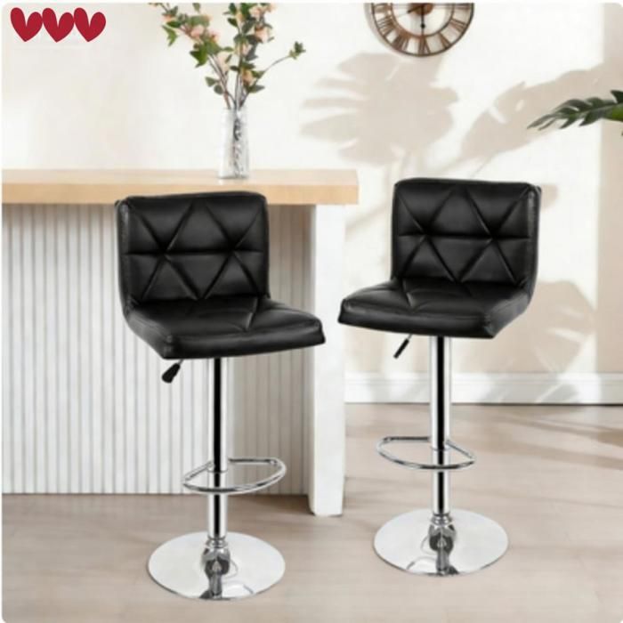 MIPAN.Tabourets de bar Lot de 2 - Réglable en Hauteur - Chaises de bar avec Repose-Pieds - Pivotant 360° - Noir
