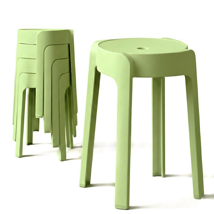 4 Tabourets Gigognes empilables BM HOME TAB-VERT en plastique légers pour la maison salle de classe cuisine jardin