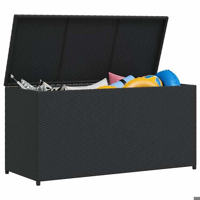 Noir Meuble dextérieur/Coffre jardinage - SARAZYJ - Boîte de rangement de jardin - noir 120x50x60cm - résine tressée Hot30740386