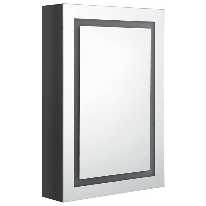 (Vente chaude)Armoire de salle de bain à miroir CLARENCE 60 kg capacité Placard Mural LED noir brillant 50x13x70 cm - M482472