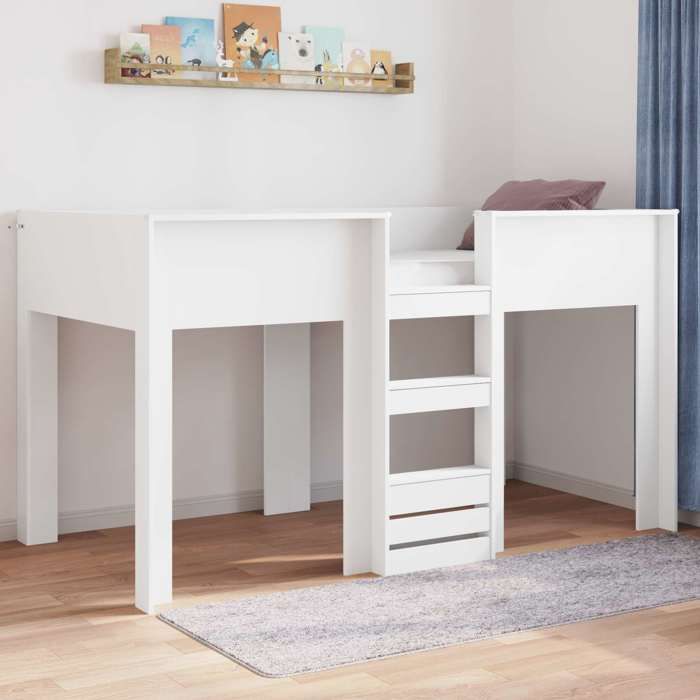 vidaXL Lit Superposé pour Enfants Blanc 90 x 190 cm Bois dingénierie 3410475 vidaXL Lit Superposé pour Enfants Blanc 90 x 190 cm Bois dingénierie 3410475