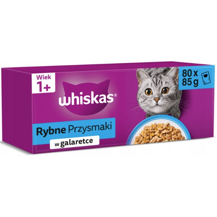 Aliment humide pour chat Whiskas Poisson en gelée 80 x 85 g