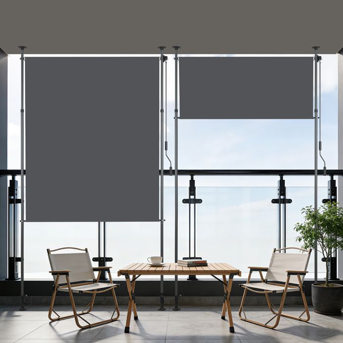 Store vertical extérieur à manivelle 200 x 270 cm sans perçage toile polyester 180 g/m² gris anthracite
