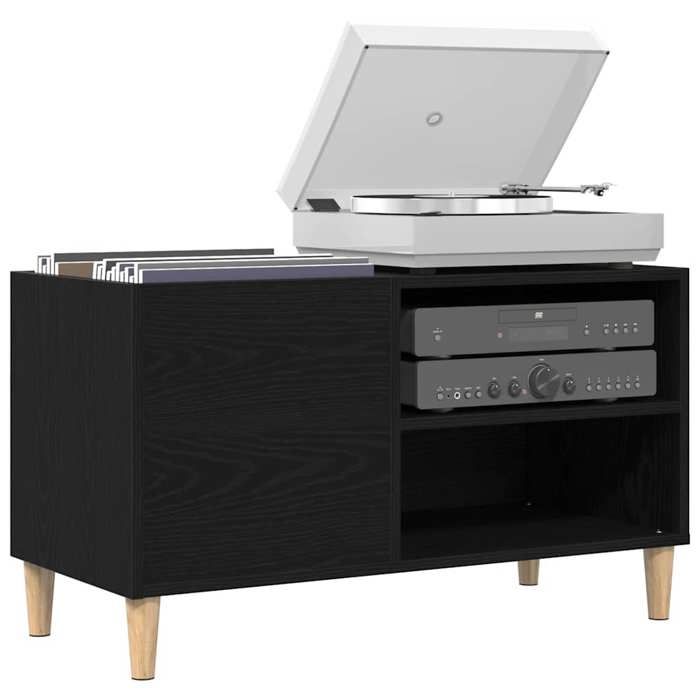 Meuble à vinyles - Meuble de rangement - design simple - bois dingénierie - chêne noir - 2 étagères - 845x38x48 cm zzh76j459353