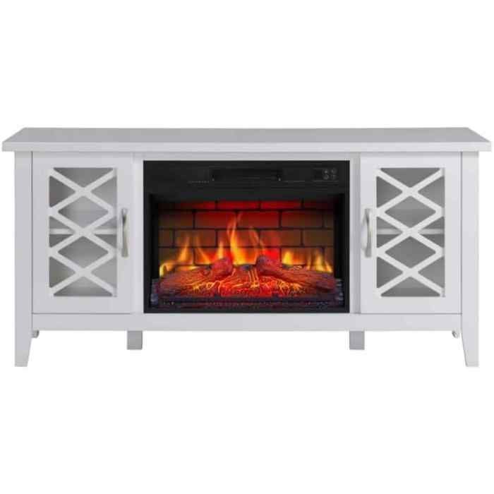 ArtiFlame Odessa AF23BS Blanche Cheminée Électrique Meuble TV - Son de Crépitement Flamme 3D 1800W