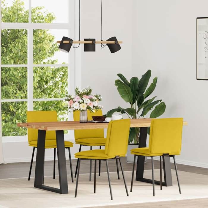 Chaises à Manger Lot de 4 Jaune 45 x 54 x 83 cm en velours et métal pour Salle à Manger et Cuisine 66405