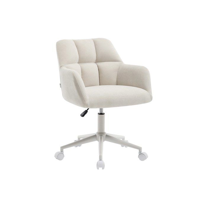 Chaise de bureau en tissu – Crème et blanc – Hauteur réglable - PEGA