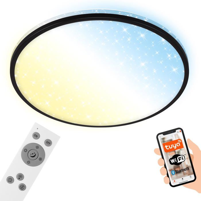 Plafonnier LED plat Smart Home fonctionne avec Alexa télécommande lampe plafonnier lampe de salon panneau LED lampe de cham Plafonnier LED plat Smart Home fonctionne avec Alexa télécommande lampe plafonnier lampe de salon panneau LED lampe de cham