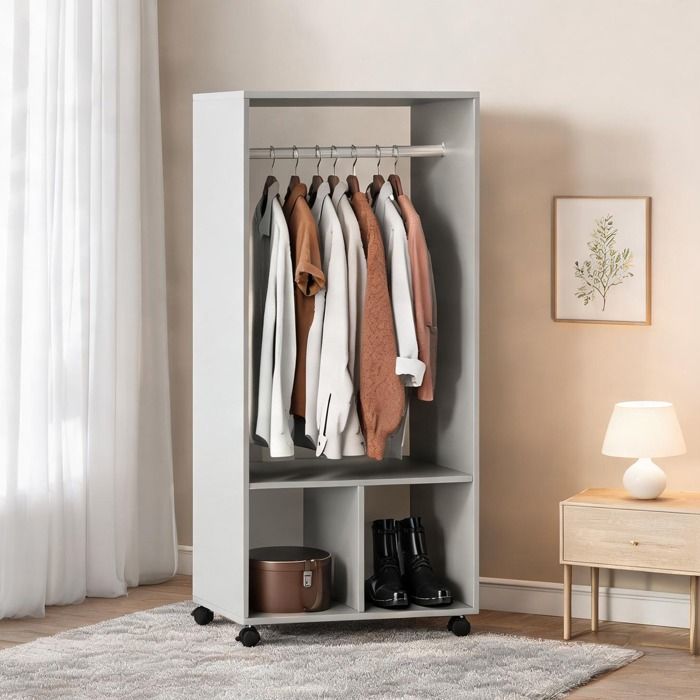 23.6 x 15.8 x 50.4 in Wardrobe with gris and 1 étagère Panneaux De Particules Classe