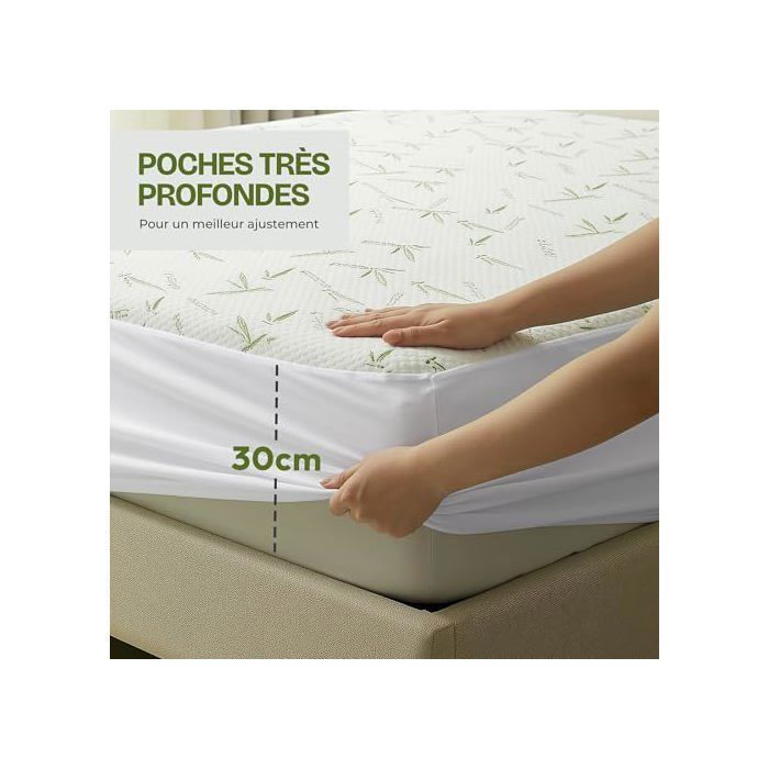 Protège Matelas 140 x 190 x 30 cm Imperméable Viscose de Premium Alèse Drap Housse Certifié 140 x 190 x 30 cm PROTECTION MATELAS