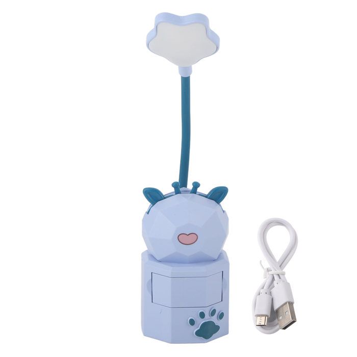 Lampe de Lecture Enfants Design Mignon Charge USB Lumière Chaude Lampe Enfants à Réglage Col de Cygne à 360 Degrés