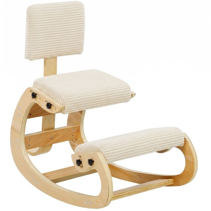 Chaise à genoux ergonomique avec dossier – Crème blanc – siège à coussin genoux pour bureau et méditation