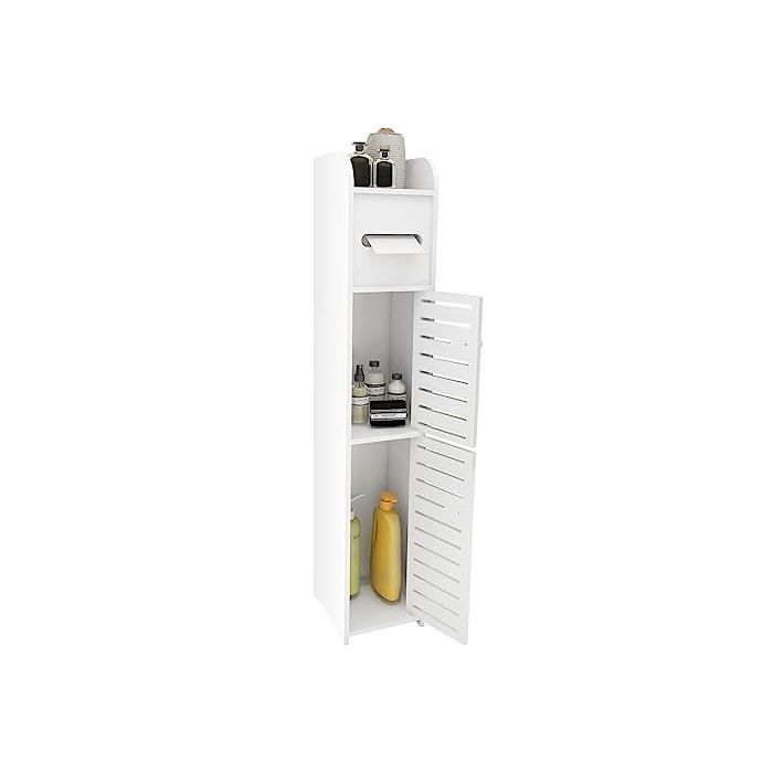 Meuble bas de salle de bain - MAYMA - Colonne 17x15x78 cm - Blanc - PVC - Gain de place