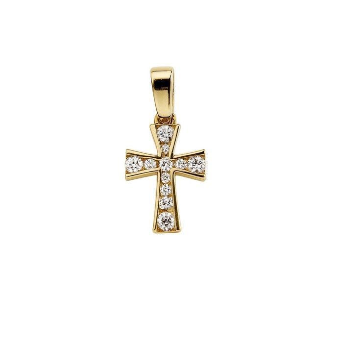 Pendentif Croix Plaqué Or 18 Carats - Neuf Avec étiquettes - Chaîne En Option - Mixte