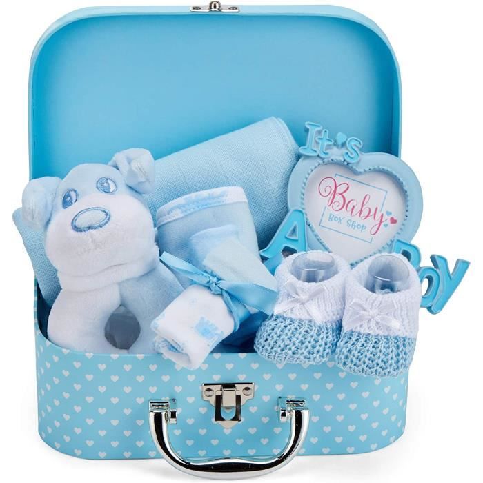 Cadeau bébé pour naissance garçon et fille, ensemble 5 en 1 - mousseline,  bavoir