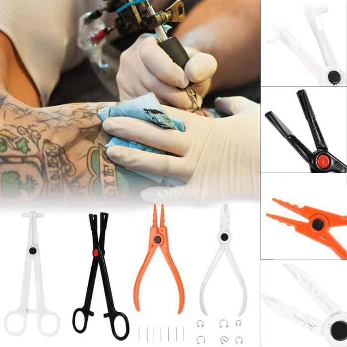 Kit Complet De Piercing Corporel 14G – Aiguille, Gants, Pince & Bijoux Stériles – Langue, Nez, Nombril, Lèvre