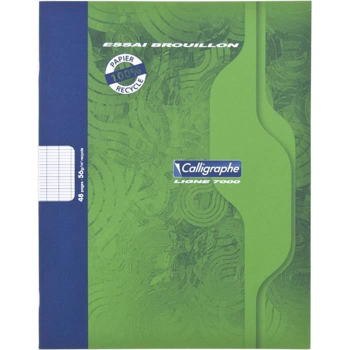 Calligraphe 2196C – 10 Groene Schriften, 17x22 Cm, 96 Pagina's, 56g/m² Gerecycled Papier – Met Gekleurde Lijnen – Frans Merk