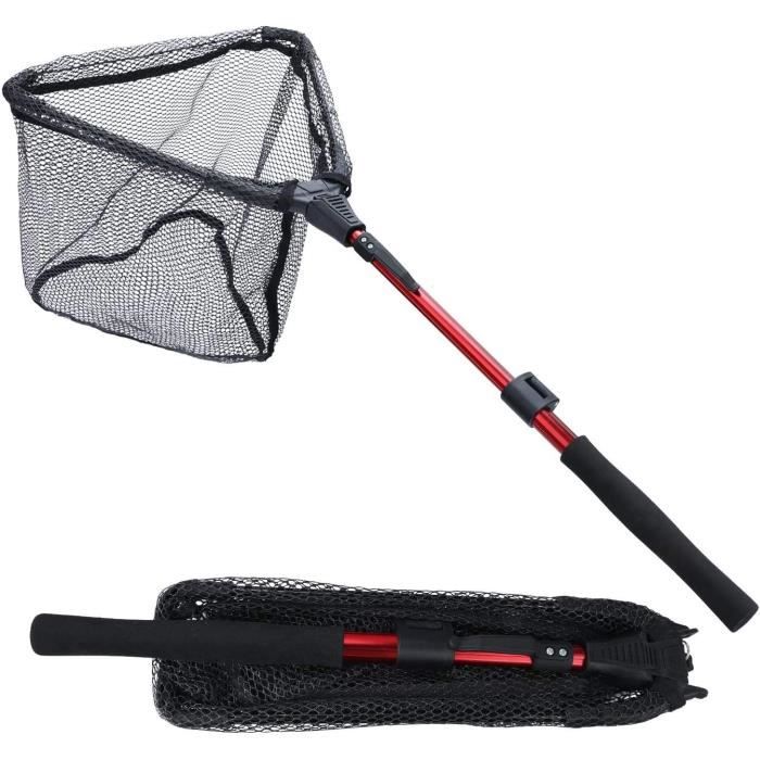 Épuisette De Pêche Télescopique Merpin - Filet Pliable En Nylon, Poignée Alliage Aluminium - Accessoire Pêche Adultes Et Enfants, Facile à Transporter