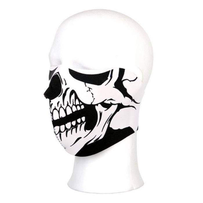 MASQUE DE BIKER TETE DE MORT BLANCHE ( DEMI- VISAGE ) - Cdiscount Auto