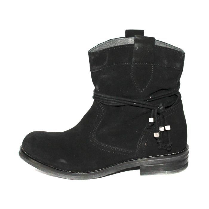 bottine daim noir femme