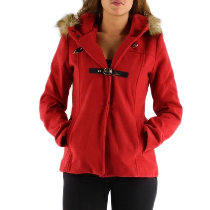 manteau femme rouge capuche