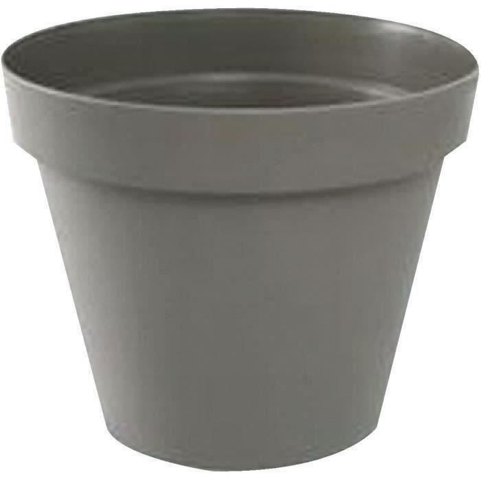 Pot de fleur rond Toscane - EDA PLASTIQUE - Ø 30 x H 26 cm - 10 L - Taupe