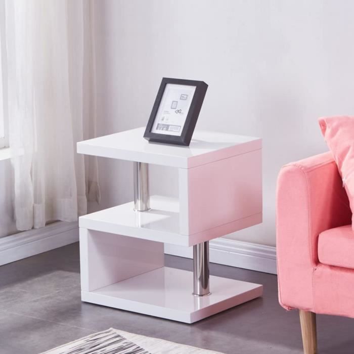 Table Basse Relevable Et Pliante KIMENICH - 3 En 1 Avec Rangement - Blanc - Pour Salon Petit Espace