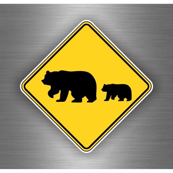Autocollant Sticker Attention Ours Panneau Grizzli Cdiscount Maison