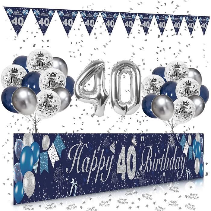 Décoration Anniversaire 40 Ans Femme - Kit Festif Ballons Beige/or, Guirlande Et Pompons