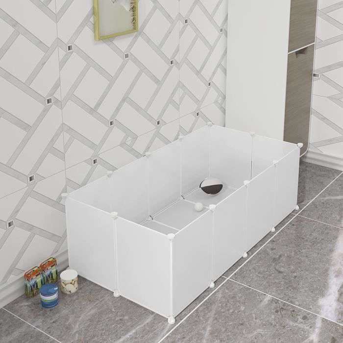 Comparer les prix de EUGAD Enclos Lapin avec Fond, Parc pour Cochon d'Inde, Blanc, 142x72x45cm