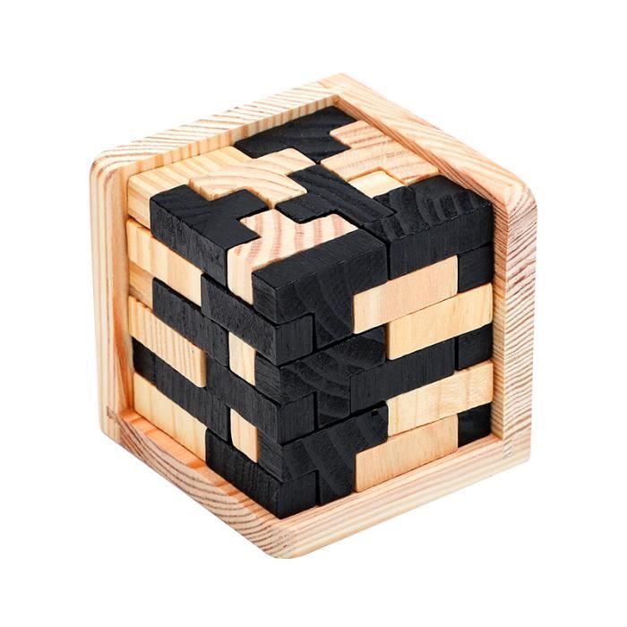 Jouets en Bois,Puzzles en Bois Casse-tête Jouet 54 Tetris en Forme de T  Blocs Jeu de l'intelligence géométrique Sphère Puzzles